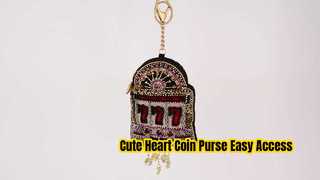 Προβολή Heart Burst Coin Purse Μπρελόκ και εύκολο ανοιχτό άγκιστρο σκανδάλης Μικρές τσάντες με χάντρες με κέρματα Επίδειξη