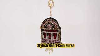 Προβολή Heart Burst Coin Purse Μπρελόκ και εύκολο ανοιχτό άγκιστρο σκανδάλης Μικρές τσάντες με χάντρες με κέρματα Επίδειξη