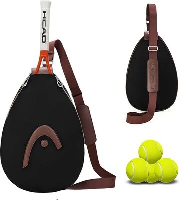 Κεφαλακιαστική τσάντα για τένις Pickleball Badminton, μαύρο.