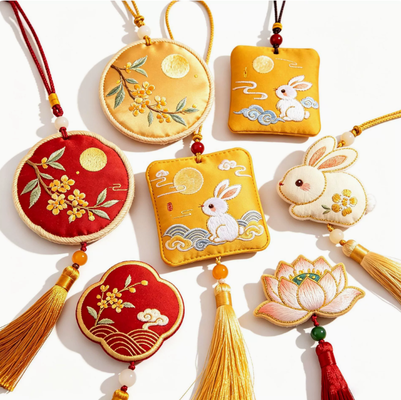 Mid-Autumn Festival Fragrance Sachet Customized National Style Embroidery Peace Pendant Flutter Fragrance Sachet Festival Cultural Creative Gift Fragrance Sachet Customization