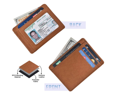 Λεπτή υπόθεση RFID καρτών πορτοφολιών δέρματος ατόμων που εμποδίζει έξυπνο μινιμαλιστικό