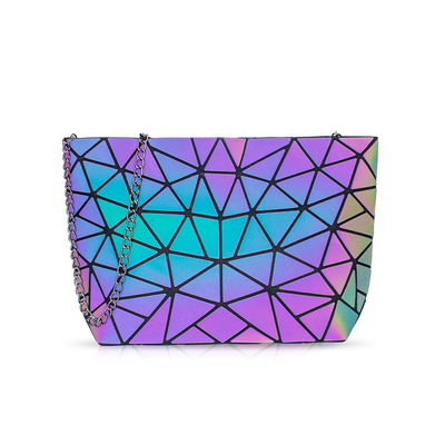 Fashion Geometry Ringer PU Δερμάτινες τσάντες Tote με λέιζερ που αλλάζει χρώμα