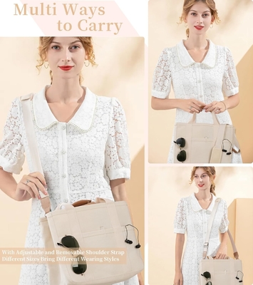 Καμβά Tote Bag με Πολλαπλές Τσέπες Crossbody Tote Bag για Γυναίκες Τρέντυ Shoulder Handbag Everything Tote Bag με Compart