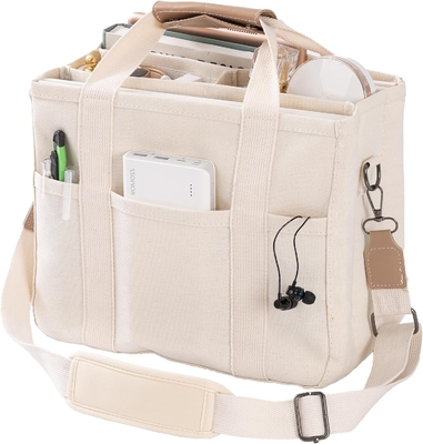 Καμβά Tote Bag με Πολλαπλές Τσέπες Crossbody Tote Bag για Γυναίκες Τρέντυ Shoulder Handbag Everything Tote Bag με Compart