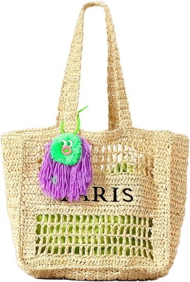 Herald Straw Mesh Beach Tote Bag για γυναίκες, Μεγάλη καλοκαιρινή ελαφριά αναδιπλούμενη υφασμένη τσάντα για το ταξίδι