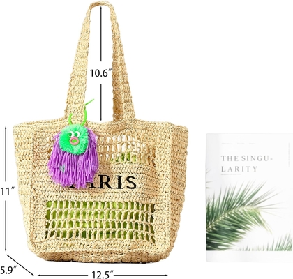 Herald Straw Mesh Beach Tote Bag για γυναίκες, Μεγάλη καλοκαιρινή ελαφριά αναδιπλούμενη υφασμένη τσάντα για το ταξίδι