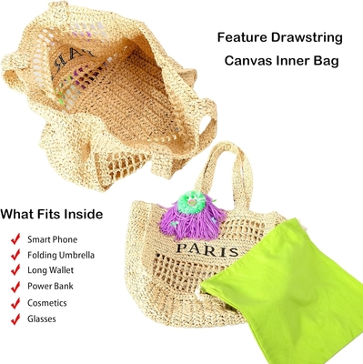 Herald Straw Mesh Beach Tote Bag για γυναίκες, Μεγάλη καλοκαιρινή ελαφριά αναδιπλούμενη υφασμένη τσάντα για το ταξίδι