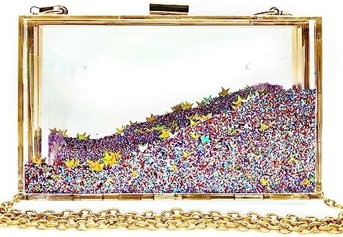 JeVenis Μαγική Διαφανής Sequins Συμπλέκτης τσάντα βραδινό τσάντα για το πάρτι χορό νύφη