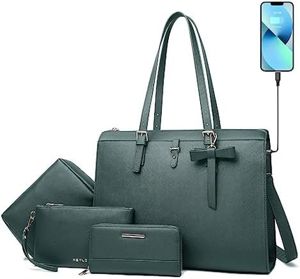 KEYLI 4PC SETS LAPTOP BAG ΓΙΑ Γυναίκες Μεγάλο δερμάτινο ΛΑΠΤΟΠ BRIEFCASE με USB φορτιστή ΠΟΡΤΗΡΙΣΜΟΣ ΠΟΛΙΤΗΡΙΣΜΟΣ ΠΟΛΙΤΗΡΙΣΜΟΣ ΠΟΛΙΤΗΡΙΣΜΟΣ