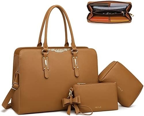 KEYLI 4PC SETS LAPTOP BAG ΓΙΑ Γυναίκες Μεγάλο δερμάτινο ΛΑΠΤΟΠ BRIEFCASE με USB φορτιστή ΠΟΡΤΗΡΙΣΜΟΣ ΠΟΛΙΤΗΡΙΣΜΟΣ ΠΟΛΙΤΗΡΙΣΜΟΣ ΠΟΛΙΤΗΡΙΣΜΟΣ