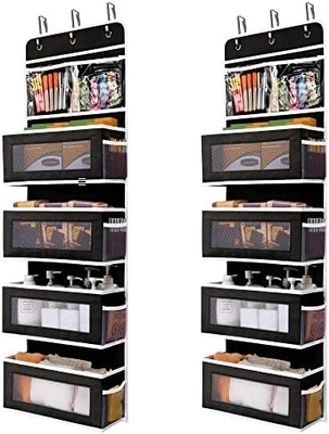 JARLINK 2 Pack 5-Rack Over Door Hanging Organizer, Δυνατό να αναδιπλωθεί τοίχωμα 4 Μεγάλη τσέπη Μεγάλη χωρητικότητα αποθήκευση με PVC