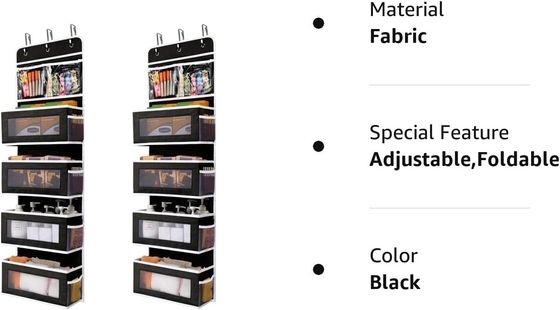JARLINK 2 Pack 5-Rack Over Door Hanging Organizer, Δυνατό να αναδιπλωθεί τοίχωμα 4 Μεγάλη τσέπη Μεγάλη χωρητικότητα αποθήκευση με PVC
