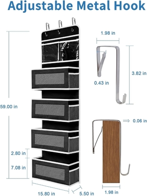 JARLINK 2 Pack 5-Rack Over Door Hanging Organizer, Δυνατό να αναδιπλωθεί τοίχωμα 4 Μεγάλη τσέπη Μεγάλη χωρητικότητα αποθήκευση με PVC
