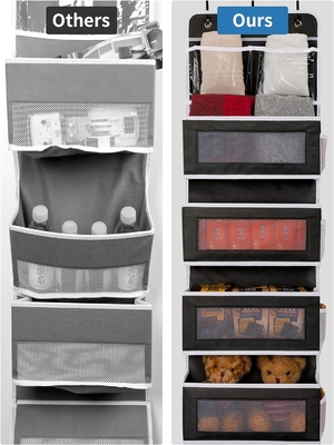 JARLINK 2 Pack 5-Rack Over Door Hanging Organizer, Δυνατό να αναδιπλωθεί τοίχωμα 4 Μεγάλη τσέπη Μεγάλη χωρητικότητα αποθήκευση με PVC