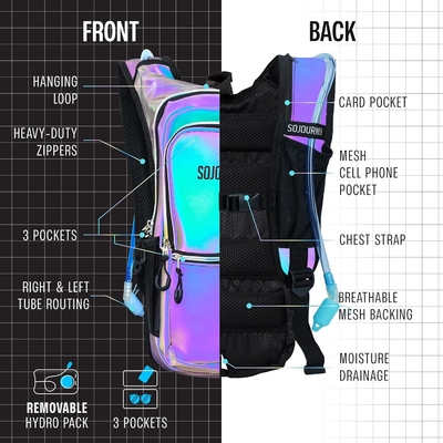 Sojourner Hydration Pack, Hydration Backpack - Water Backpack με 2l Hydration Bladder, Φεστιβάλ Απαραίτητο - Ρέιβ