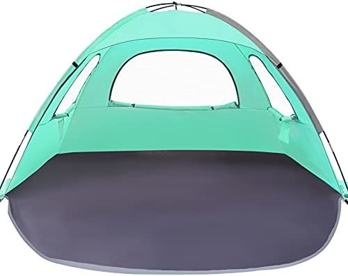 WhiteFang Beach Tent Αντι-UV φορητό καταφύγιο ηλιακής σκιάς για 3/4/6 άτομα, επεκτάσιμο πάτωμα με 3 πλέγματα εξαερισμού