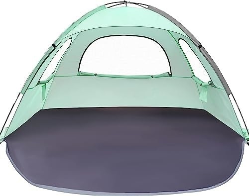 WhiteFang Beach Tent Αντι-UV φορητό καταφύγιο ηλιακής σκιάς για 3/4/6 άτομα, επεκτάσιμο πάτωμα με 3 πλέγματα εξαερισμού