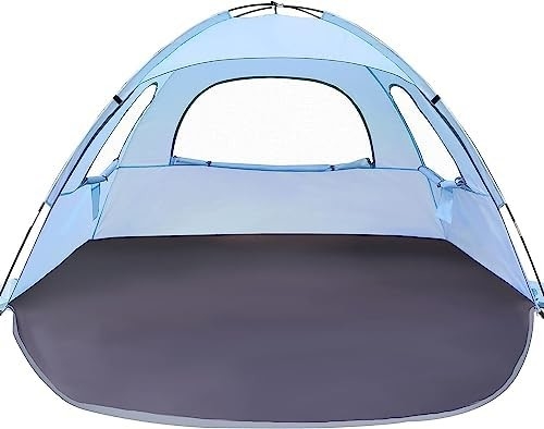 WhiteFang Beach Tent Αντι-UV φορητό καταφύγιο ηλιακής σκιάς για 3/4/6 άτομα, επεκτάσιμο πάτωμα με 3 πλέγματα εξαερισμού