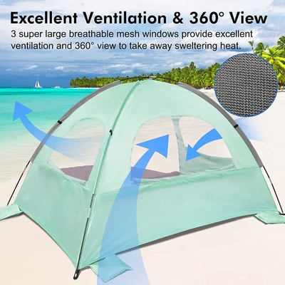 WhiteFang Beach Tent Αντι-UV φορητό καταφύγιο ηλιακής σκιάς για 3/4/6 άτομα, επεκτάσιμο πάτωμα με 3 πλέγματα εξαερισμού
