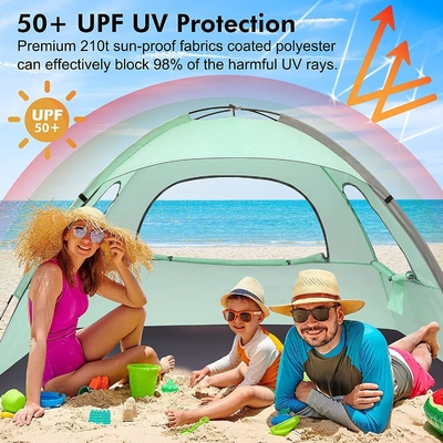WhiteFang Beach Tent Αντι-UV φορητό καταφύγιο ηλιακής σκιάς για 3/4/6 άτομα, επεκτάσιμο πάτωμα με 3 πλέγματα εξαερισμού