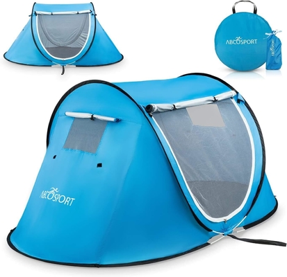 Abco Pop Up Tent για 2 άτομα - Φορητή Καμπίνα με 2 πόρτες, ανθεκτική στο νερό και προστασία από την υπεριώδη ακτινοβολία, τσάντα μεταφοράς - Sky Blue