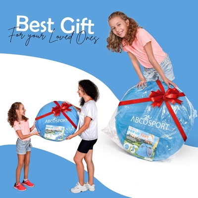 Abco Pop Up Tent για 2 άτομα - Φορητή Καμπίνα με 2 πόρτες, ανθεκτική στο νερό και προστασία από την υπεριώδη ακτινοβολία, τσάντα μεταφοράς - Sky Blue