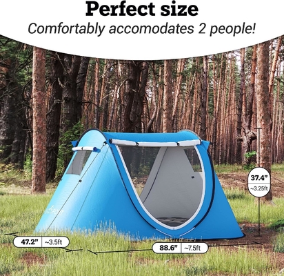 Abco Pop Up Tent για 2 άτομα - Φορητή Καμπίνα με 2 πόρτες, ανθεκτική στο νερό και προστασία από την υπεριώδη ακτινοβολία, τσάντα μεταφοράς - Sky Blue