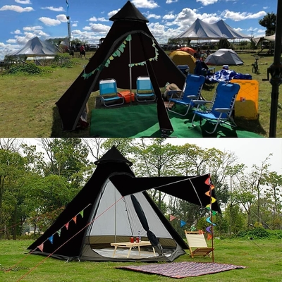 12'x10'x8'Κουπίλος Καμπινγκ Τέντα 5-6 άτομα 4 εποχή Διπλά στρώματα Ανερόστεγοι Αντι-UV Ανεμοστεγείς Τέντες Οικογενειακή υπαίθρια κατασκήνωση