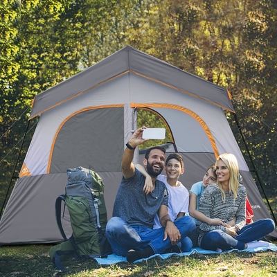 HIKERGARDEN 6 Προσωπική σκηνή κατασκήνωσης - Φορητή εύκολη εγκατάσταση οικογενειακή σκηνή για κατασκήνωση, άνετο αδιάβροχο ύφασμα Καμπίνα σκηνή εξωτερικά