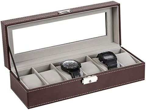 NEX 6 Slots Watch Box Οργανωτής για άνδρες, Μαύρο ρολόι Κρατητής Στάβλος Εμφάνιση Κουτί Αποθήκευσης