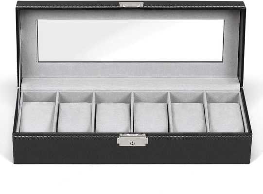 NEX 6 Slots Watch Box Οργανωτής για άνδρες, Μαύρο ρολόι Κρατητής Στάβλος Εμφάνιση Κουτί Αποθήκευσης