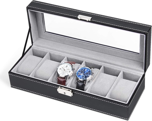 NEX 6 Slots Watch Box Οργανωτής για άνδρες, Μαύρο ρολόι Κρατητής Στάβλος Εμφάνιση Κουτί Αποθήκευσης
