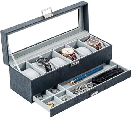ProCase Watch Box Οργανωτής για άνδρες, 6 Slot Watch Display Case με συρτάρι, Ημέρα του Πατέρα δώρο ανδρών Watch Holder Watch