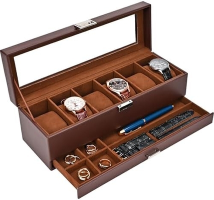 ProCase Watch Box Οργανωτής για άνδρες, 6 Slot Watch Display Case με συρτάρι, Ημέρα του Πατέρα δώρο ανδρών Watch Holder Watch