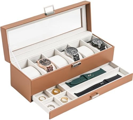 ProCase Watch Box Οργανωτής για άνδρες, 6 Slot Watch Display Case με συρτάρι, Ημέρα του Πατέρα δώρο ανδρών Watch Holder Watch