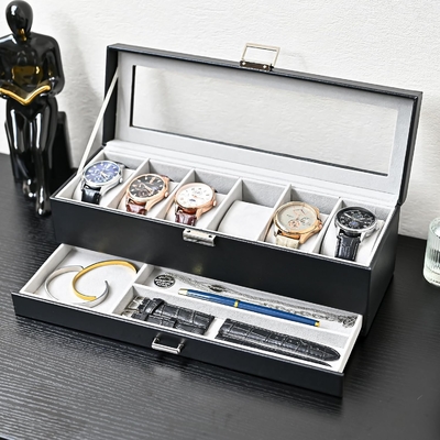 ProCase Watch Box Οργανωτής για άνδρες, 6 Slot Watch Display Case με συρτάρι, Ημέρα του Πατέρα δώρο ανδρών Watch Holder Watch