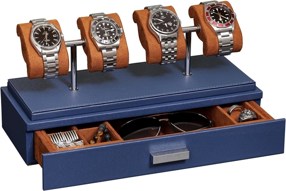 ROTHWELL Luxury Watch Display Case για 4 ρολόγια ️ Δερμάτινο κουτί ρολογιού με ακρυλικό κάλυμμα και αφαιρούμενο διαφάνειο σε μαξιλάρια
