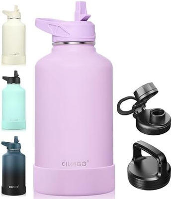 32 oz μπουκάλι απομονωμένου νερού με καλαμάκι, ατσάλινο αθλητικό ποτήρι νερού μπουκάλι με 3 καπάκια (καλαμάκι, βρύση και καπάκι χειριστή)