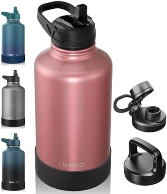 32 oz μπουκάλι απομονωμένου νερού με καλαμάκι, ατσάλινο αθλητικό ποτήρι νερού μπουκάλι με 3 καπάκια (καλαμάκι, βρύση και καπάκι χειριστή)