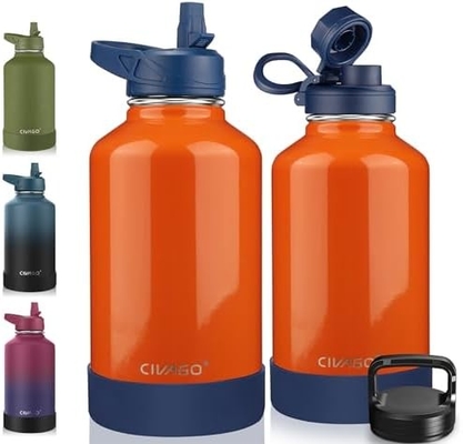 32 oz μπουκάλι απομονωμένου νερού με καλαμάκι, ατσάλινο αθλητικό ποτήρι νερού μπουκάλι με 3 καπάκια (καλαμάκι, βρύση και καπάκι χειριστή)