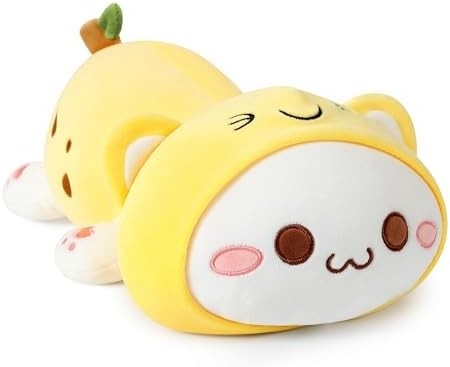 Onsoyours Cute Kitten Plush Toy 25.5 &quot;Εμπλουτισμένο ζώο κατοικίδιο Kitty Soft Anime Cat Μεγάλο Plush μαξιλάρι για παιδιά (Λευκό Α, 25.5