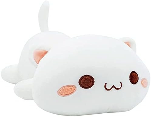 Onsoyours Cute Kitten Plush Toy 25.5 &quot;Εμπλουτισμένο ζώο κατοικίδιο Kitty Soft Anime Cat Μεγάλο Plush μαξιλάρι για παιδιά (Λευκό Α, 25.5