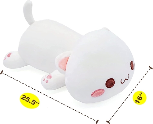Onsoyours Cute Kitten Plush Toy 25.5 &quot;Εμπλουτισμένο ζώο κατοικίδιο Kitty Soft Anime Cat Μεγάλο Plush μαξιλάρι για παιδιά (Λευκό Α, 25.5