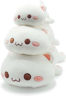 Onsoyours Cute Kitten Plush Toy 25.5 &quot;Εμπλουτισμένο ζώο κατοικίδιο Kitty Soft Anime Cat Μεγάλο Plush μαξιλάρι για παιδιά (Λευκό Α, 25.5