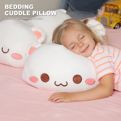 Onsoyours Cute Kitten Plush Toy 25.5 &quot;Εμπλουτισμένο ζώο κατοικίδιο Kitty Soft Anime Cat Μεγάλο Plush μαξιλάρι για παιδιά (Λευκό Α, 25.5