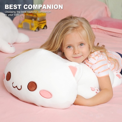 Onsoyours Cute Kitten Plush Toy 25.5 &quot;Εμπλουτισμένο ζώο κατοικίδιο Kitty Soft Anime Cat Μεγάλο Plush μαξιλάρι για παιδιά (Λευκό Α, 25.5