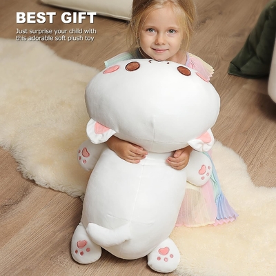 Onsoyours Cute Kitten Plush Toy 25.5 &quot;Εμπλουτισμένο ζώο κατοικίδιο Kitty Soft Anime Cat Μεγάλο Plush μαξιλάρι για παιδιά (Λευκό Α, 25.5