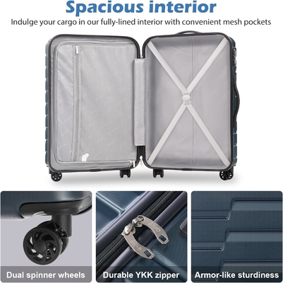 Βαλίτσα PC ABS TSA αποσκευές 3 κομμάτια Set Lock Spinner Carry on (Teal μπλε)