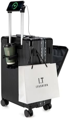 20in Aluminium Frame Hardside Spinner Wheel Luggage, Ενσωματωμένη κλειδαριά TSA Να μεταφέρετε στην βαλίτσα, με κάλυμμα ποτηριού &amp; USB Port