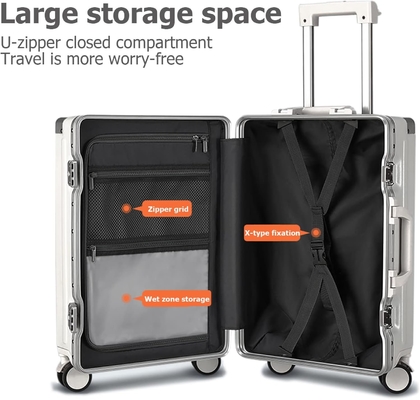 20in Aluminium Frame Hardside Spinner Wheel Luggage, Ενσωματωμένη κλειδαριά TSA Να μεταφέρετε στην βαλίτσα, με κάλυμμα ποτηριού &amp; USB Port